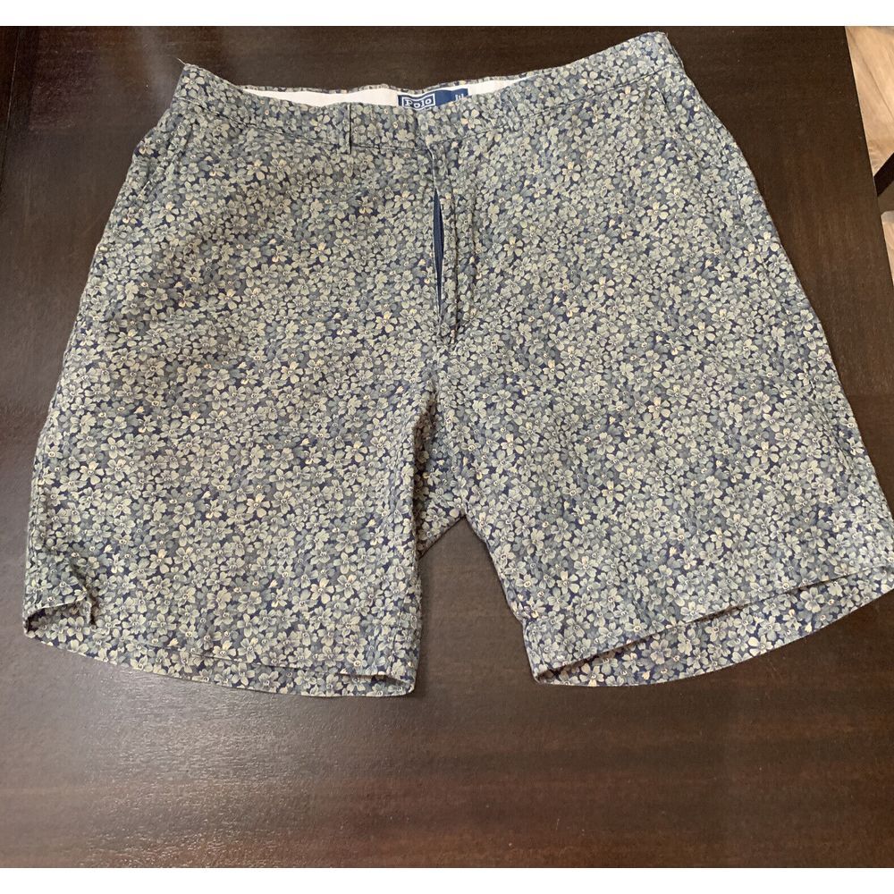 VTG Polo Ralph Lauren Shorts Mens 36 Linen Blend  Floral AOP Chino Casual‎